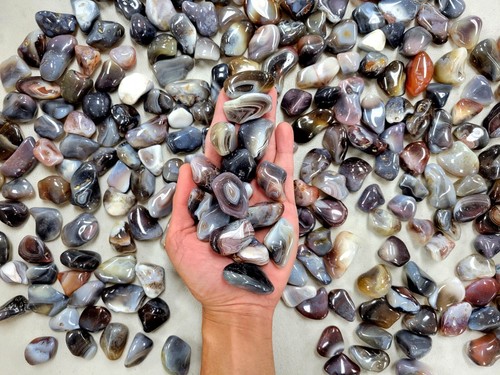 Tumbled gray botswana - gray, agate